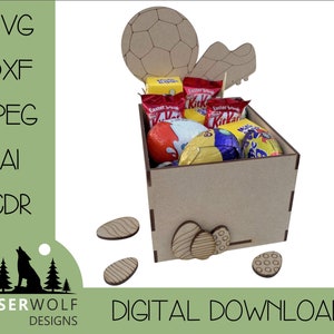 Laser Cutting File Digital Download Vector Glowforge SVG, dxf, ai, cdr, Easter Craft DIY Easter Treat Box Football