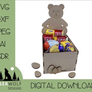 Laser Cutting File Digital Download Vector Glowforge SVG, dxf, ai, cdr, Easter Craft DIY Easter Treat Box Teddy
