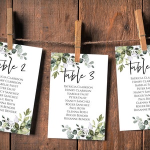 4x6 5x7 Wedding Seating Chart Cards Template Printable Greenery Table Plan Sign Editable Card with TEMPLETT image 1