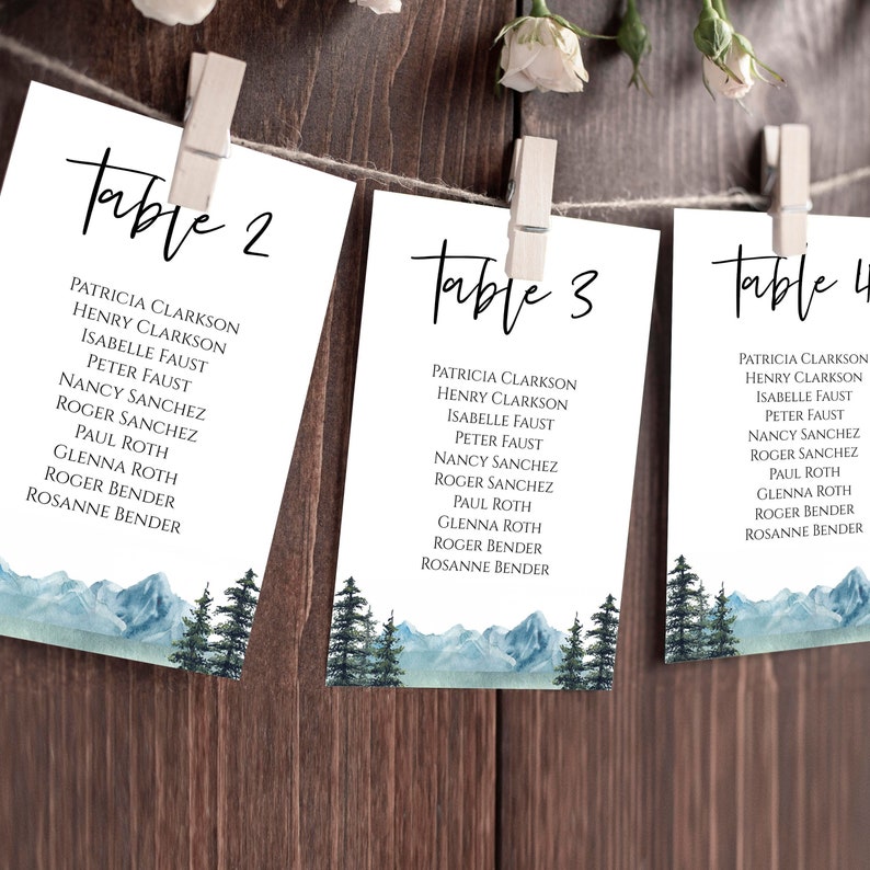 Mountain Wedding Seating Chart Template Table Assignment - Etsy