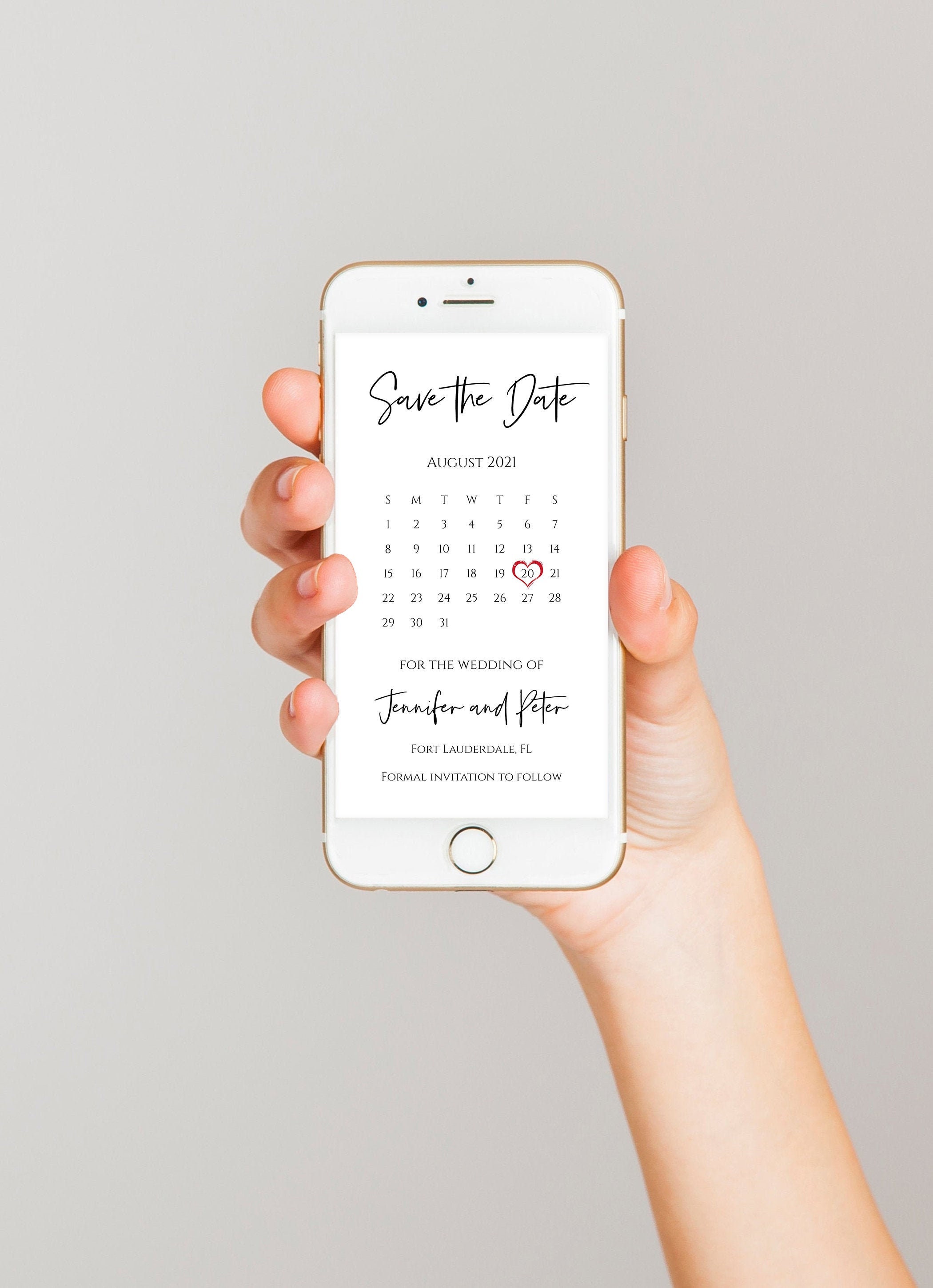 Calendar Save the Date Template Modern Electronic Evite Etsy Canada