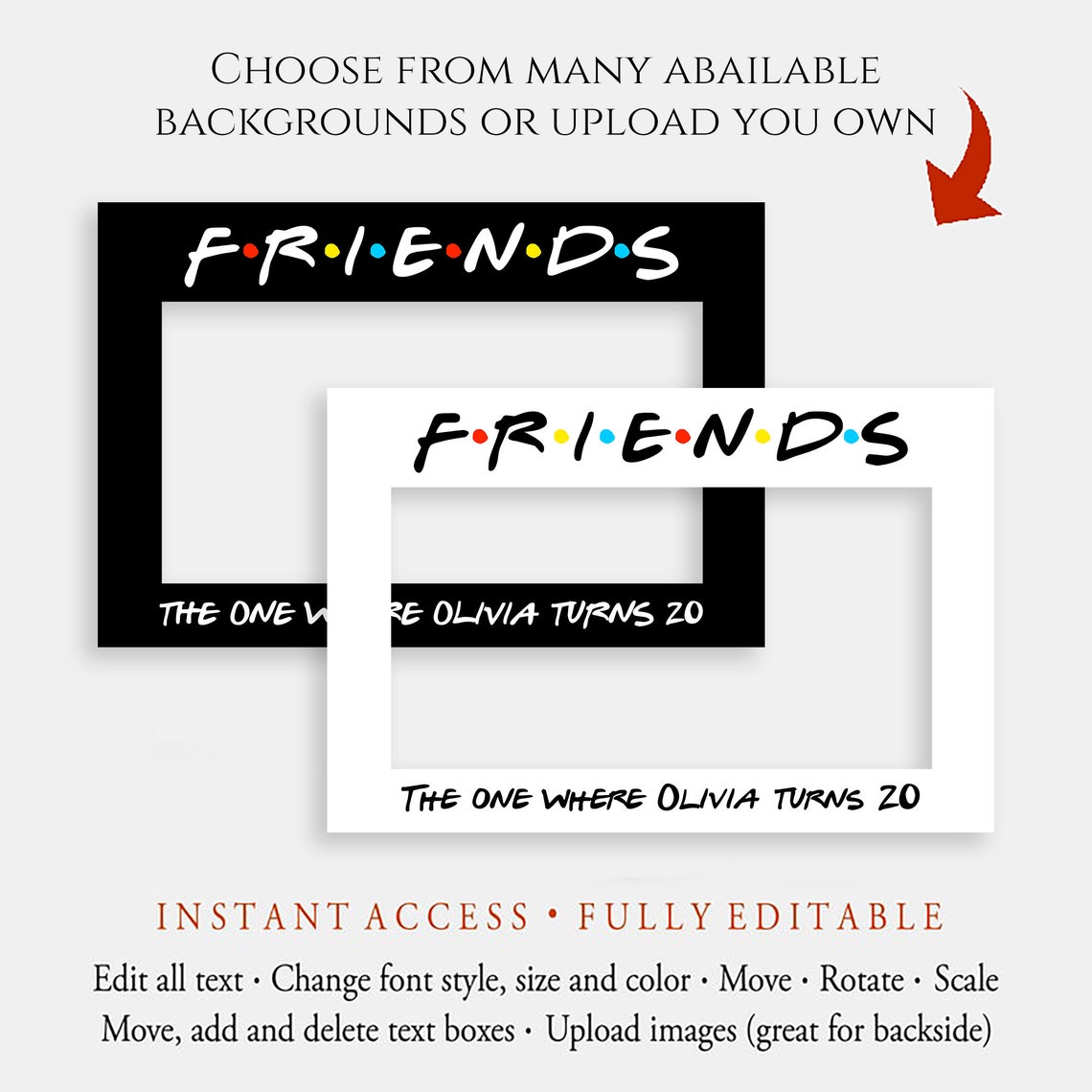 Friends Theme Photo Booth Prop Template Printable Friends Themed ...