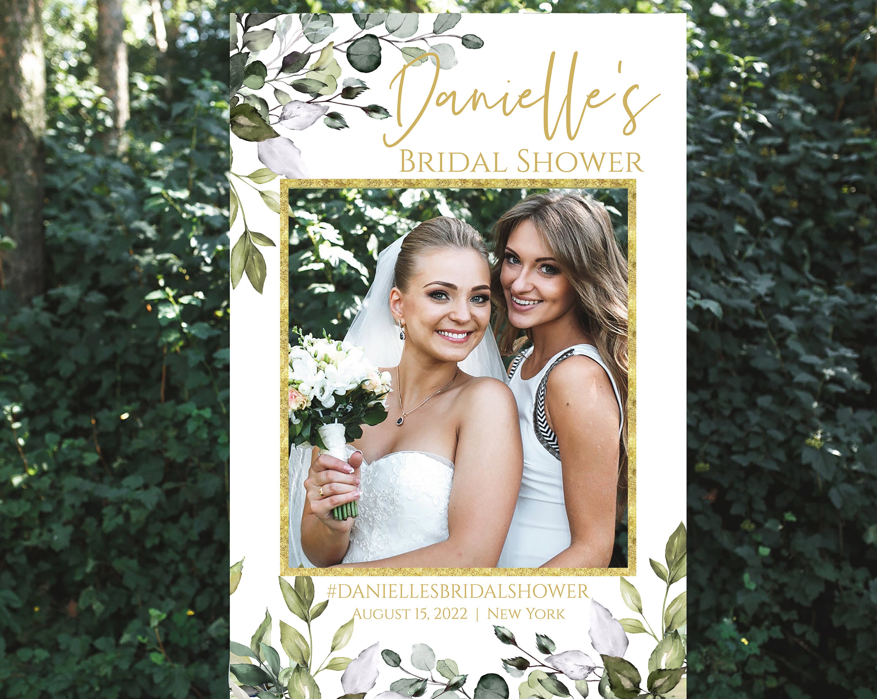 Photo Prop Frame Printable Boho Bridal Shower Backdrop Sign Editable TEMPLETT Template Instant Download