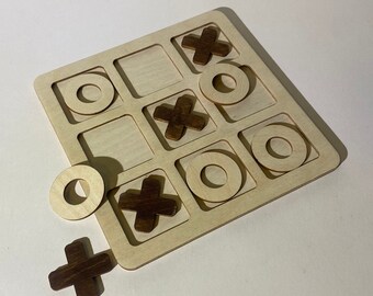 Wooden tic-tac-toe puzzle, Tic-tac-toe game for kids, Wooden game boards, Tic-tac-toe desk.