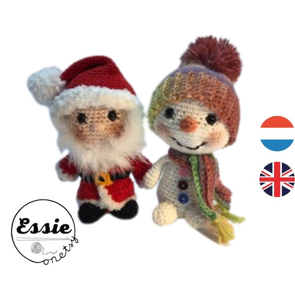 Munchkins Santa and Snowy crochet pattern/amigurumi. Nederlands, English.