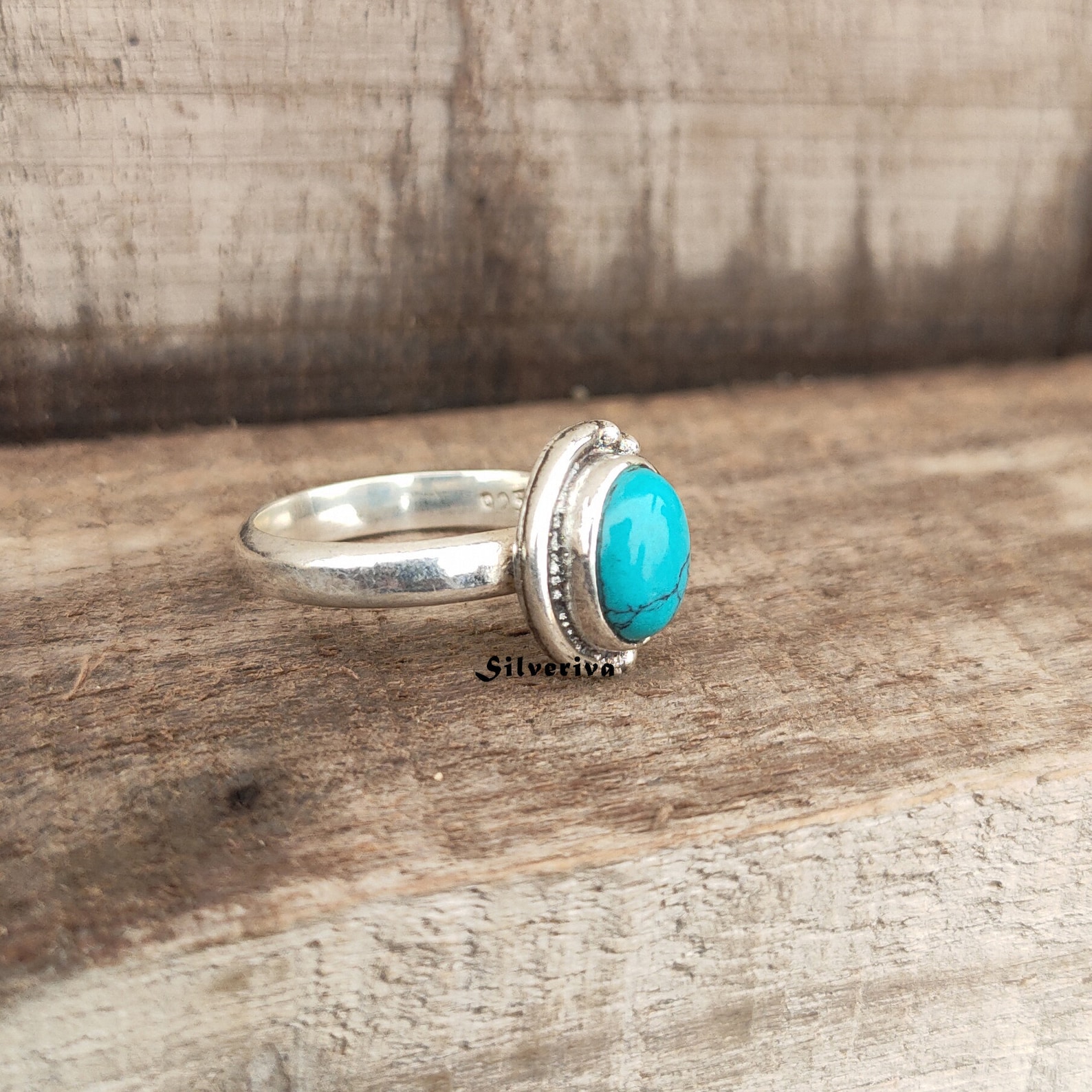 Turquoise Ring Oval Turquoise Women Ring Sterling Silver - Etsy