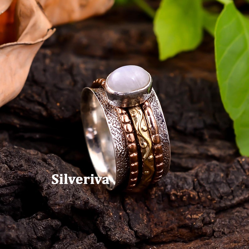 Dainty Ring June Birthstone Worry Ring Anxiety Ring Moonstone Ring Moonstone Jewelry Handmade Ring Women Ring Sterling Silver Ring