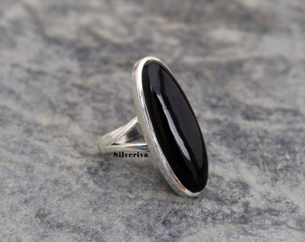Statement Ring Etsy Jewelry Natural Ring Handmade Ring Black Onyx Ring Black Stone Ring 925 Sterling Silver Ring Gift For Women