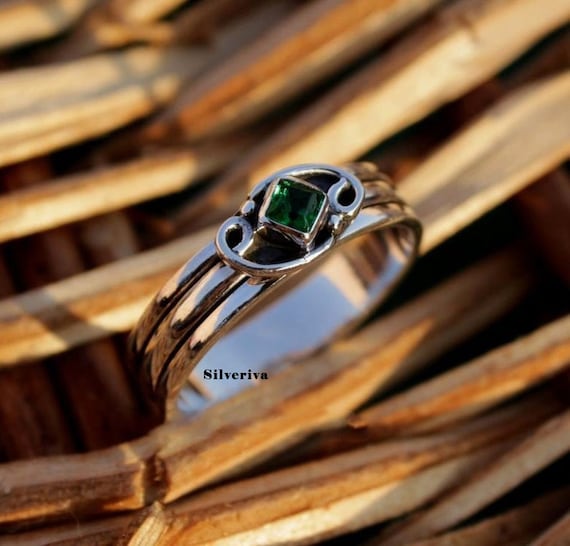 Worry Ring Anxiety Ring 925 Silver Ring Emerald Ring Spinner Ring Gemstone Ring Women Ring Handmade Ring Anniversary Ring