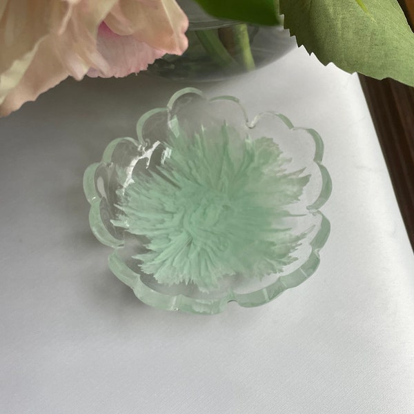 Elegant 3-D Resin Flower Bloom Trinket/Ring Dish in a Mint Green