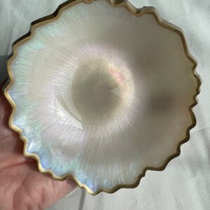 Iridescent Opalescent Geode Resin Trinket/Ring Dish in Beautiful Pastel Colors Edged in a Gold Leafing image 4
