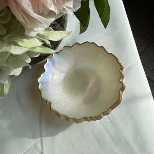 Iridescent Opalescent Geode Resin Trinket/Ring Dish in Beautiful Pastel Colors Edged in a Gold Leafing image 7