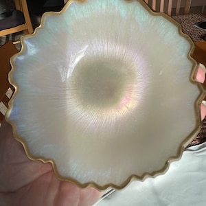 Iridescent Opalescent Geode Resin Trinket/Ring Dish in Beautiful Pastel Colors Edged in a Gold Leafing image 5