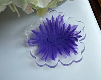 Elegant 3-D Resin Flower Bloom in a Vibrant Purple