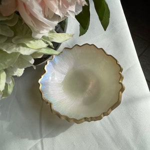 Iridescent Opalescent Geode Resin Trinket/Ring Dish in Beautiful Pastel Colors Edged in a Gold Leafing image 6