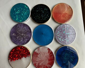 BIG CLEARANCE-Variety of Resin Coasters Edged in Gold or Silver Leafing