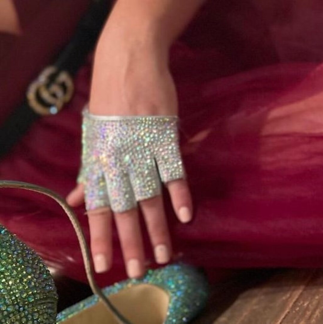 Custom Strassed Fingerless Gloves Etsy