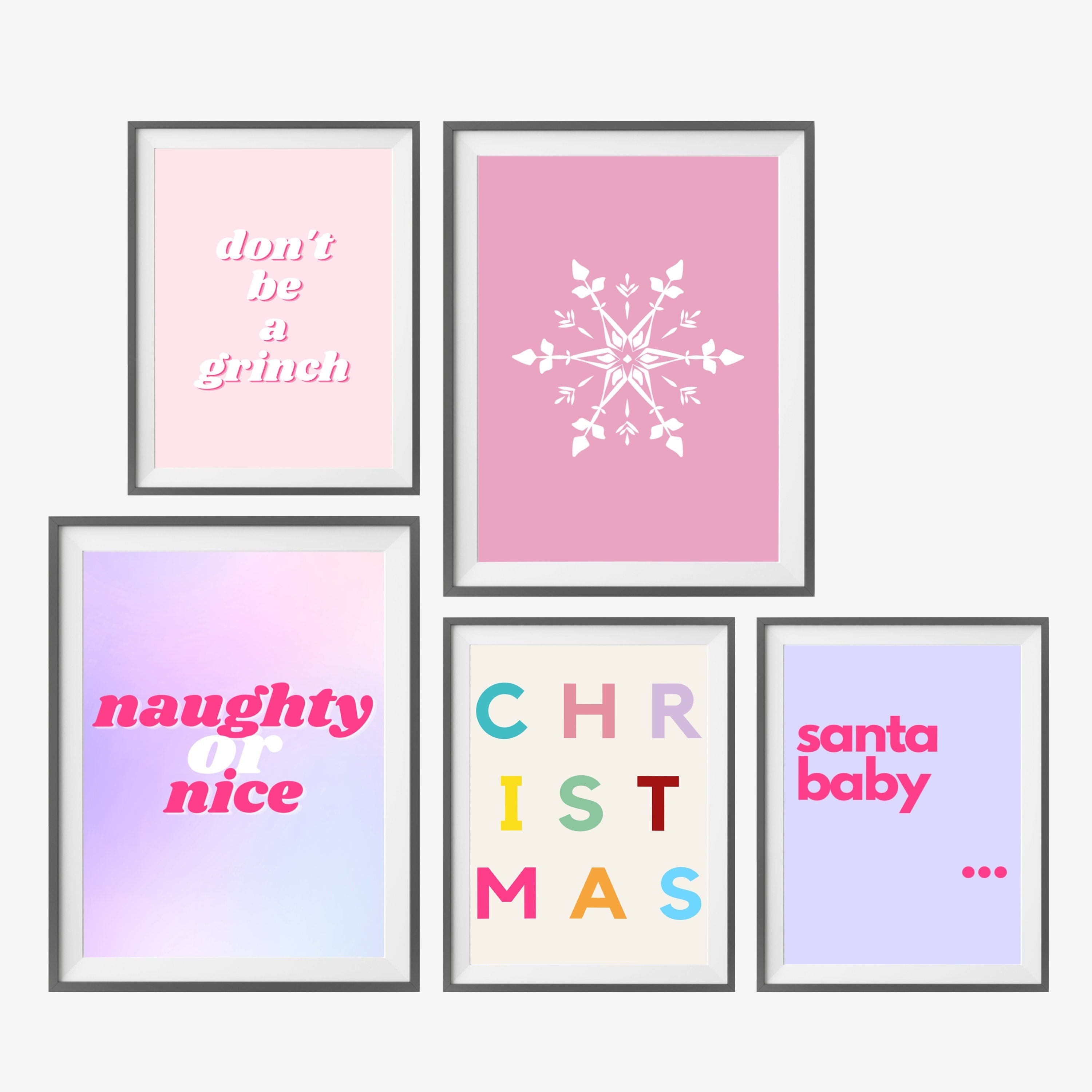Christmas Gallery Wall Set of 5 Prints Xmas Print Etsy UK