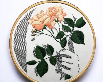 embroidery, embroidery art, floral embroidery, embroidery gift, hoop art, gift for her