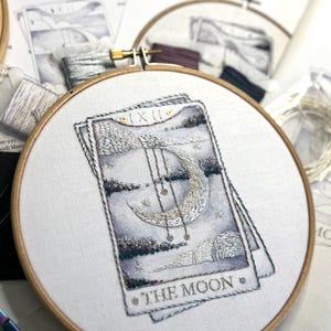 The Moon Tarot Embroidery Kit  / Embroidery KIT /   craft kit / Tarot Art / Tarot craft / hoop embroidery