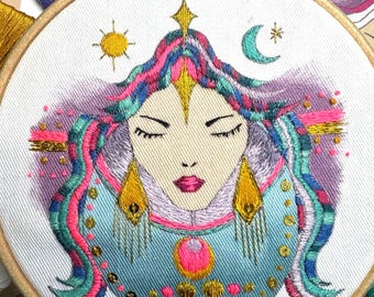 GEMINI / Embroidery KIT /  stitch kit / craft kit / embroidery / embroidery art / Gemini craft / beginners embroidery / Zodiac art