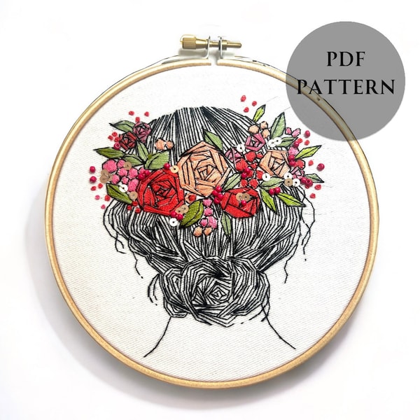 PDF embroidery pattern, Beginners Embroidery, Embroidery PDF, embroidery pattern, modern embroidery