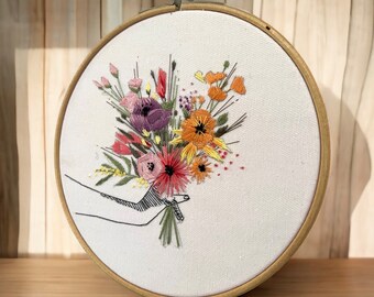 embroidery art hoop, embroidery art, floral embroidery, embroidery gift, hoop art