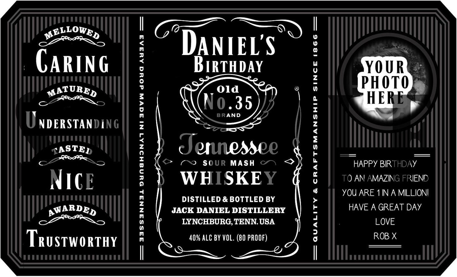Full Jack Daniels Style Label Personalised Birthday Label JD Etsy