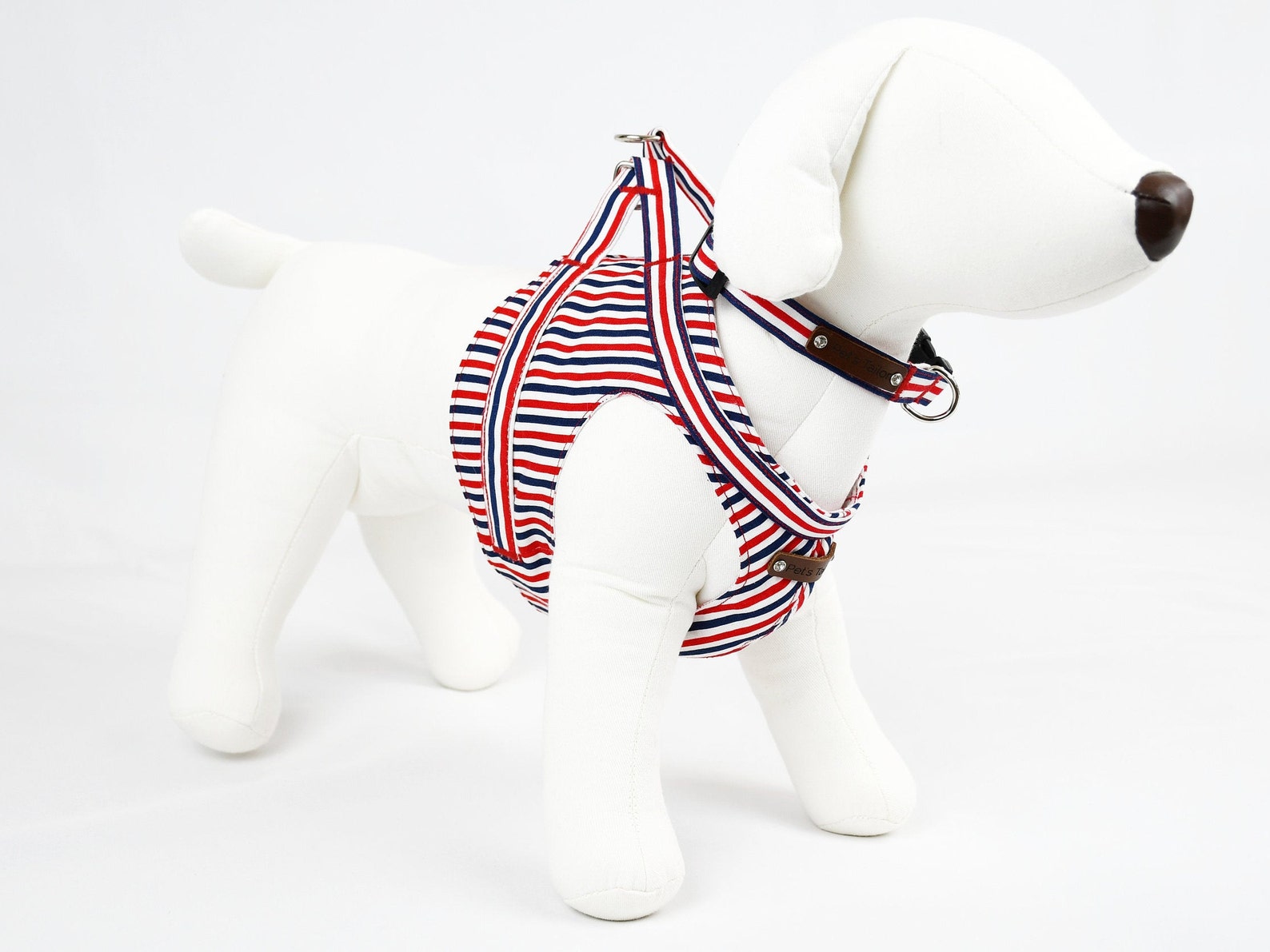 Handmade Dog Harness & Collar Set Red Blue White Stripe And Etsy