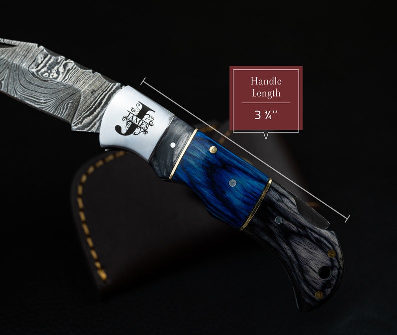 Damascus Pocket Folding Knife, Custom Pocket Fold Knife, Groomsmen gifts, Wedding Gift, Authentic Damascus Steel Blade, Gift for him image 5