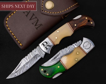 Handgemaakt Damascus mes Zakmes Vouwmes Gepersonaliseerd cadeau Huwelijksgeschenk Cadeau voor getuige Verjaardags- of jubileumcadeau voor hem