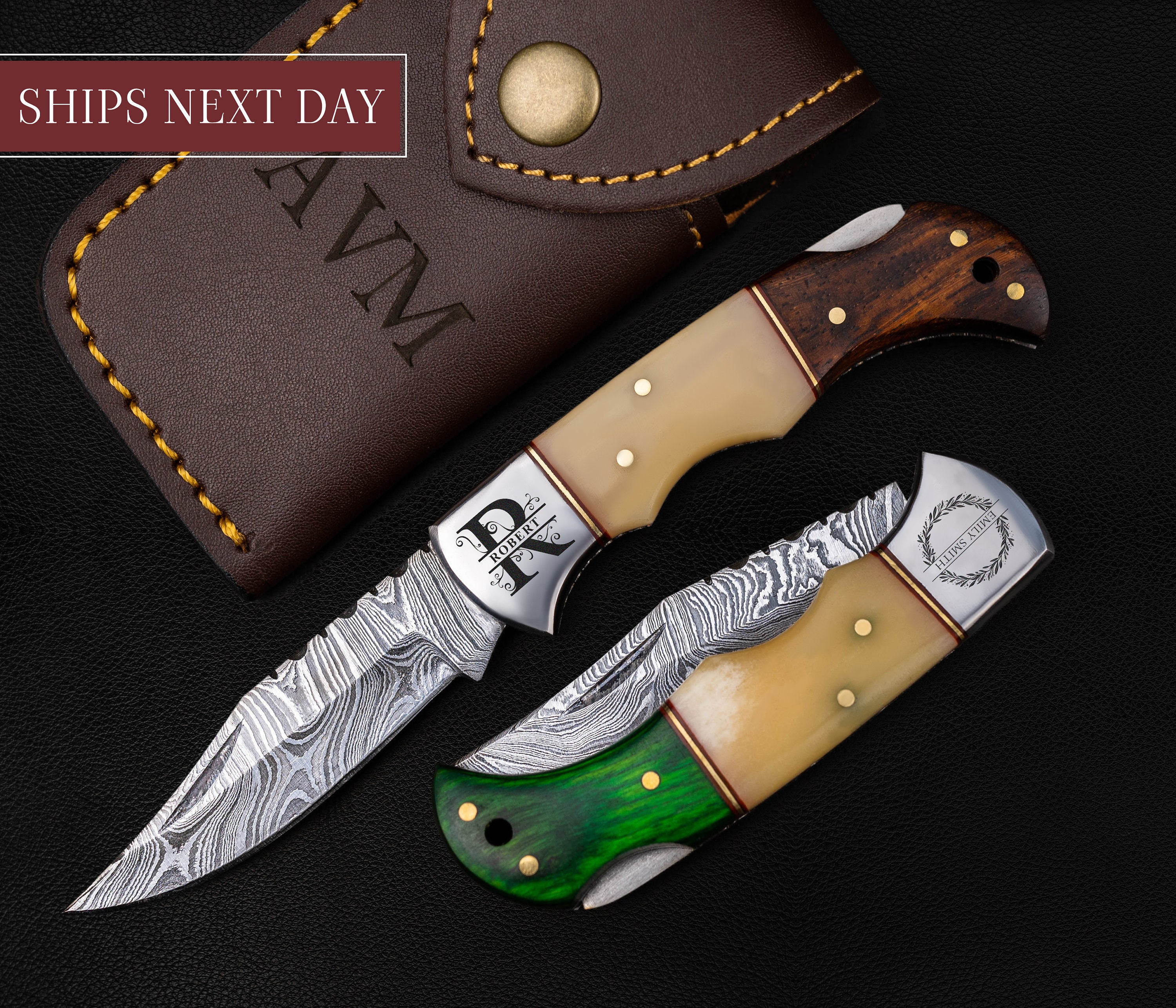 Damascus Folding Pocket Knife, Rose Wood Handle Knives, Groomsmen  Anniversary Wedding Birthday Gift, Handmade Personalized Gift for Him NRW4  