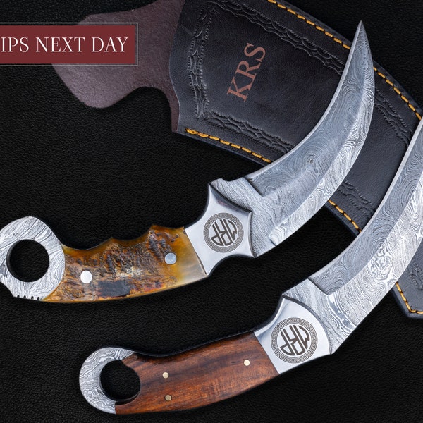 Custom Karambit knife Damascus Hunting Knife Handmade valorant karambit Knife best gift for husband boyfriend gift for him Modern gift