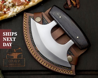 Ulu Knife handmade Pizza Cutting Slicer for kitchen and dining by MorfSteelware kitchen chef knife kitchen gift Unique gift for her