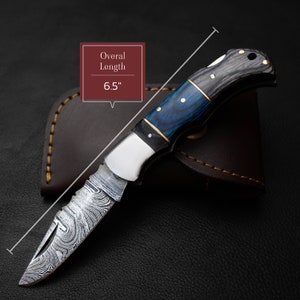 Damascus Pocket Folding Knife, Custom Pocket Fold Knife, Groomsmen gifts, Wedding Gift, Authentic Damascus Steel Blade, Gift for him Without Engraving