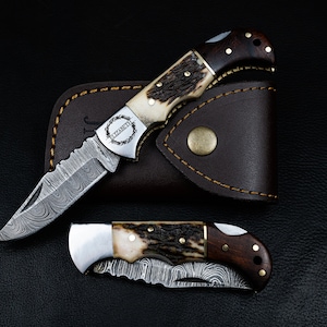 Handmade Damascus knife Pocket knife Folding Knife Personalized gift for men Wedding Gift Groomsman gift birthday anniversary gift for him