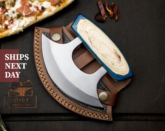 Ulu Knife handmade Pizza Cutting Slicer for kitchen and dining by MorfSteelware kitchen chef knife kitchen gift Unique gift for her