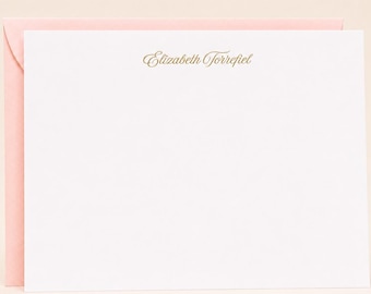 Personalized Gold Foil Notecards | Custom Name Stationery Set | Luxury Note Cards with Blush Pink Envelopes | Thank You Cards Gift