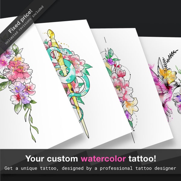Your custom tattoo design! Colorful tattoo sleeve fine line tattoo art commission flower tattoo commission watercolor tattoo fineline tattoo
