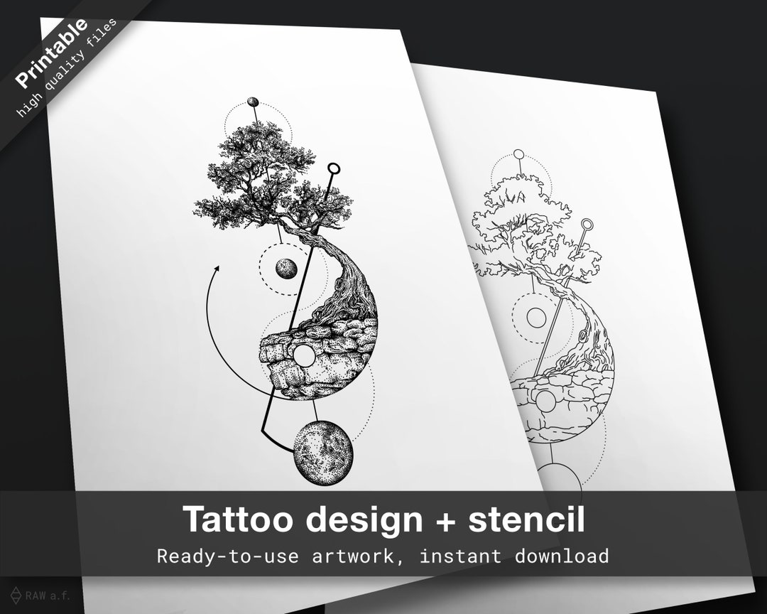 Yin Yang Tattoo Design With Stencil Dotwork Geometric Tattoo Design ...