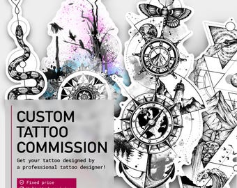 Jouw gepersonaliseerde tattoo-ontwerp! Gepersonaliseerde kunst op maat gemaakte tattoo mouw onderarm tattoo kunst commissie custom tattoo commissie ontwerpservice