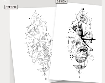 Weltschlüssel Tattoo Design inspiriert von Fernweh und der Erforschung unserer wunderbaren Welt