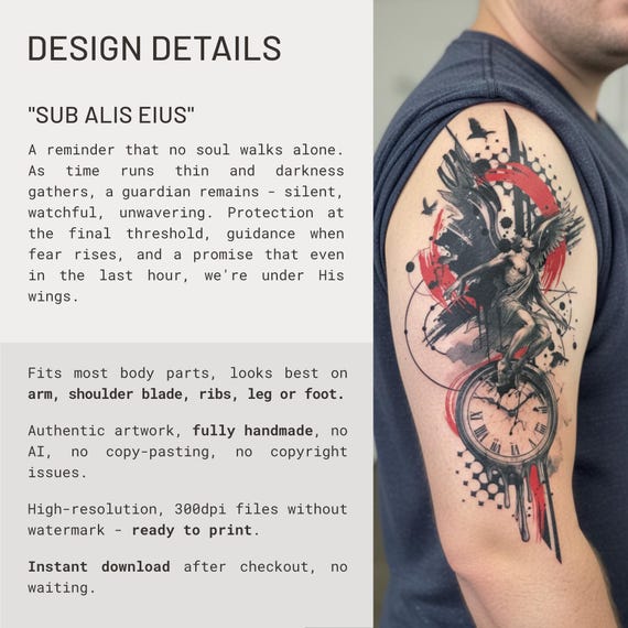 Sub Alis Eius Guardian Angel Tattoo Design Trash Polka Tattoo