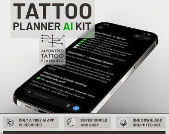 Tattooplanner AI-promptpakket: plan je tattoo met behulp van een AI-tool die een korte beschrijving voor de tattoo-artiest genereert (digitale download).