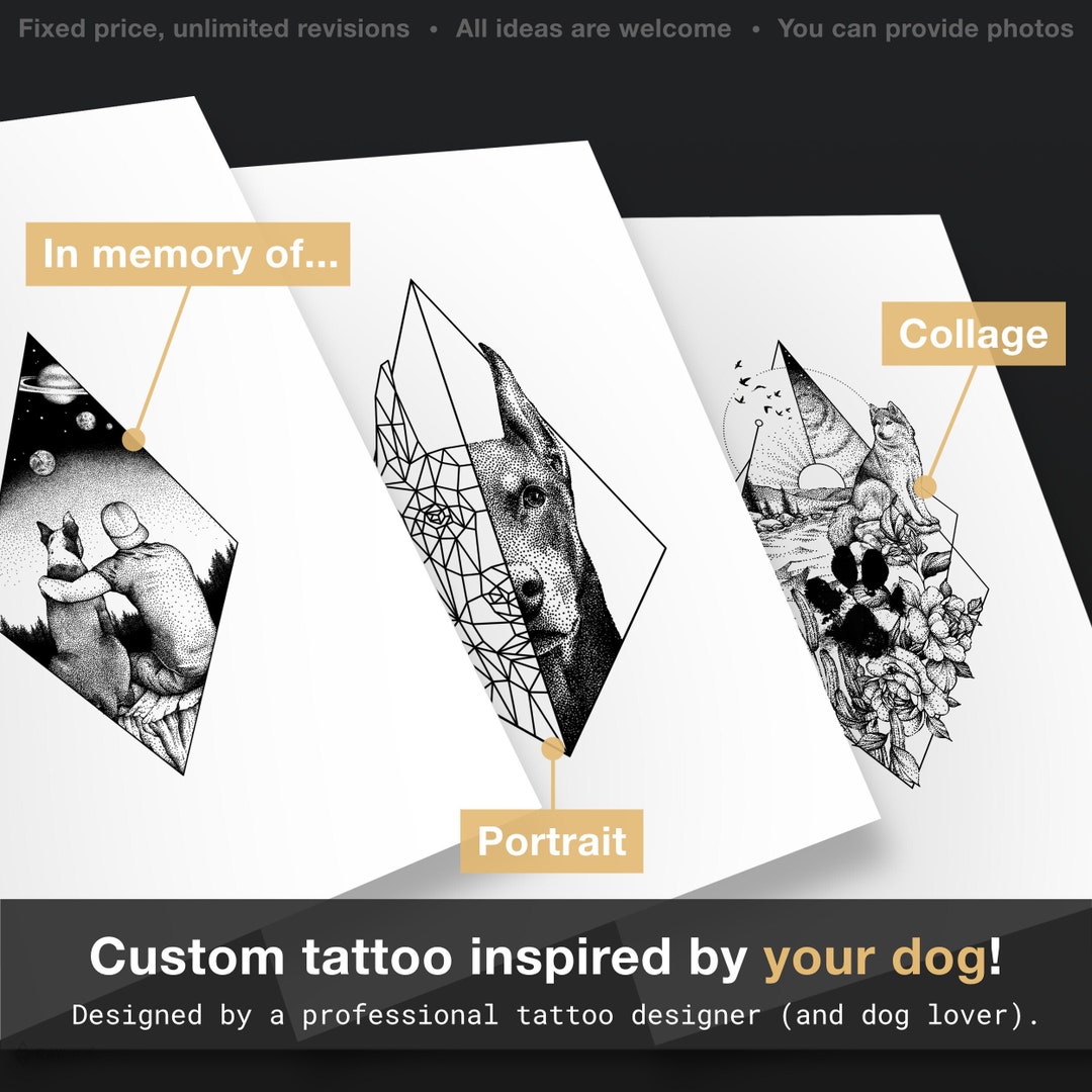 Dog Tattoo Commission Dog Memorial Tattoo Stencil Paw Print Tattoo ...