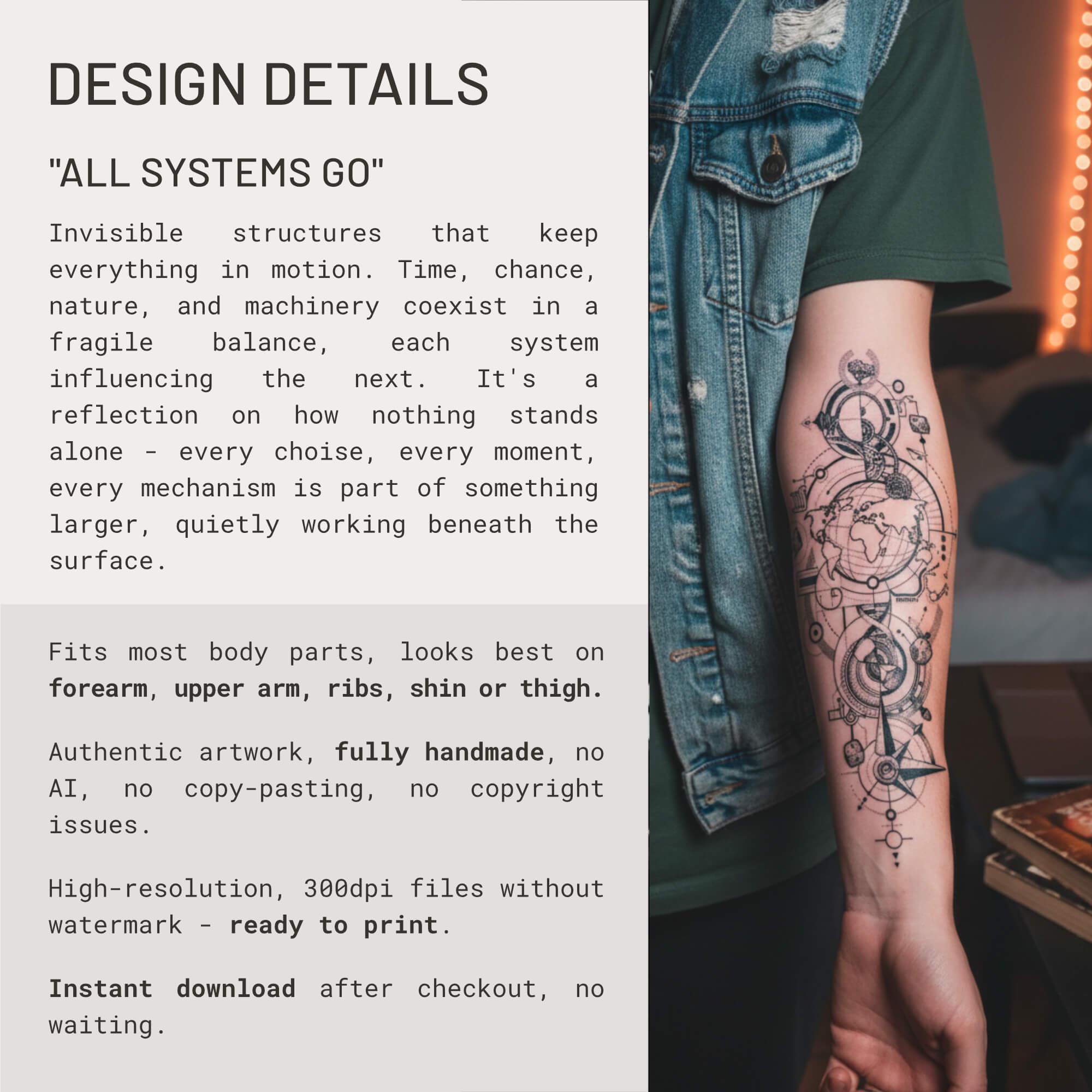 All Systems Go Geometric Tattoo Design Clock Tattoo Flash World Tattoo ...