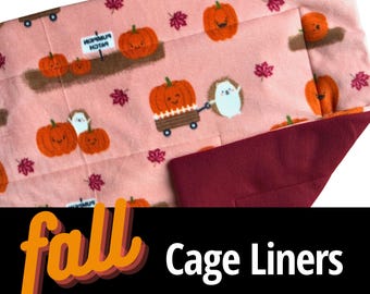 Fall Guinea Pig Fleece Cage Liner Set, Cuddle Sack & Pee Pads