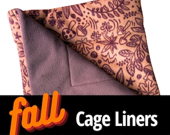 Fall Guinea Pig Fleece Cage Liner Set, Cuddle Sack & Pee Pads