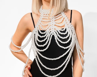 Parelketting: bruidscape met kralen, bruiloftaccessoires