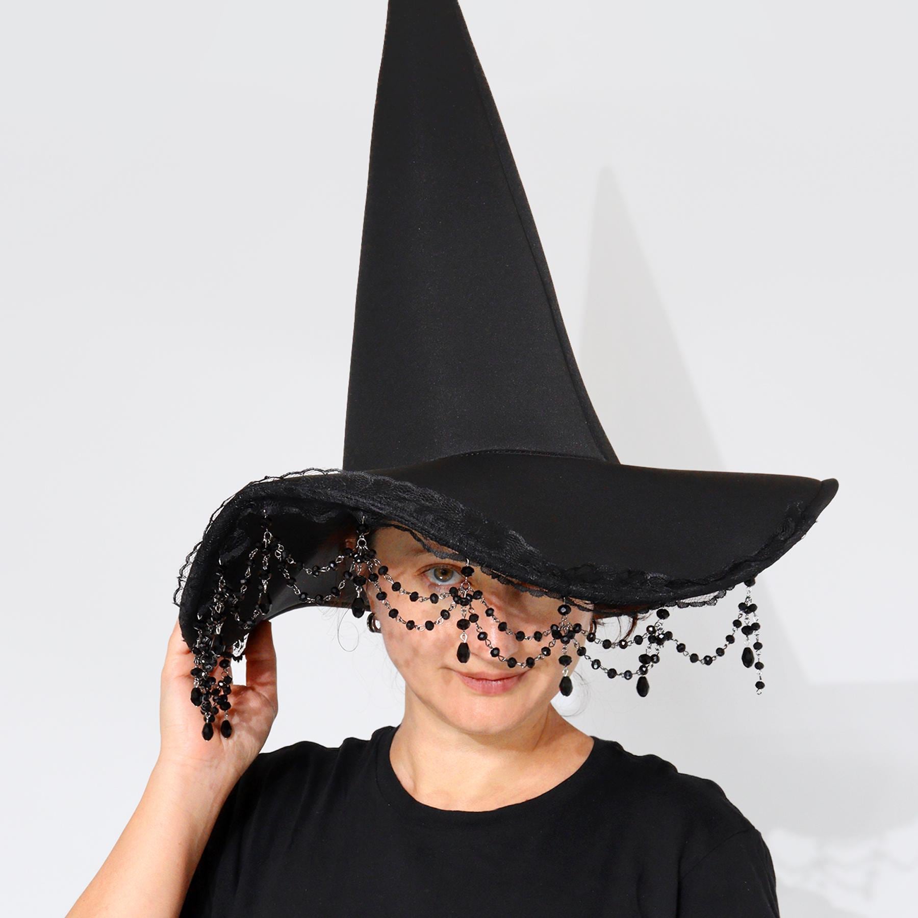 GROOVY GLAM Handmade Goth Halloween Victorian Veil Wool Bowler Witch Hat s-l1200.jpg main image 2